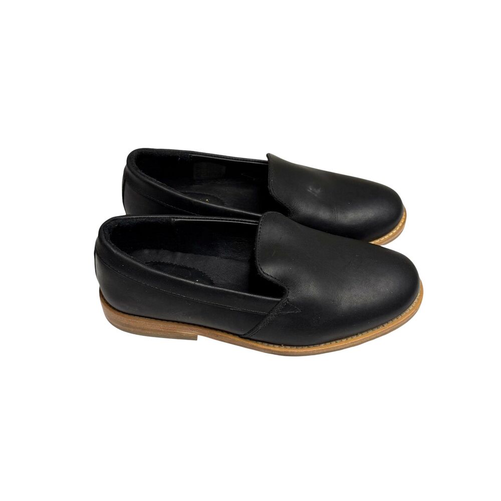 Patina Loafers Flats Shoes Leather Slip On Women Black 5.5